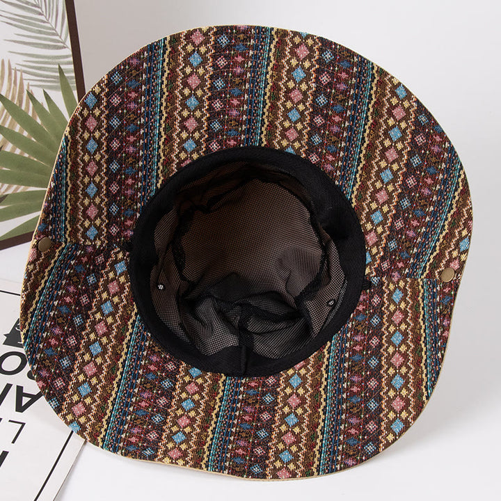 Cappello da pescatore da donna con parasole e bottone in metallo - image 2