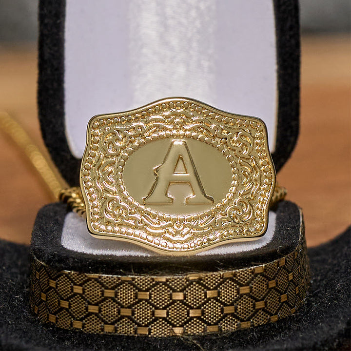 Set di collana in oro con fibbia per cintura con coltello nascosto fai da te e lettera iniziale - image 4