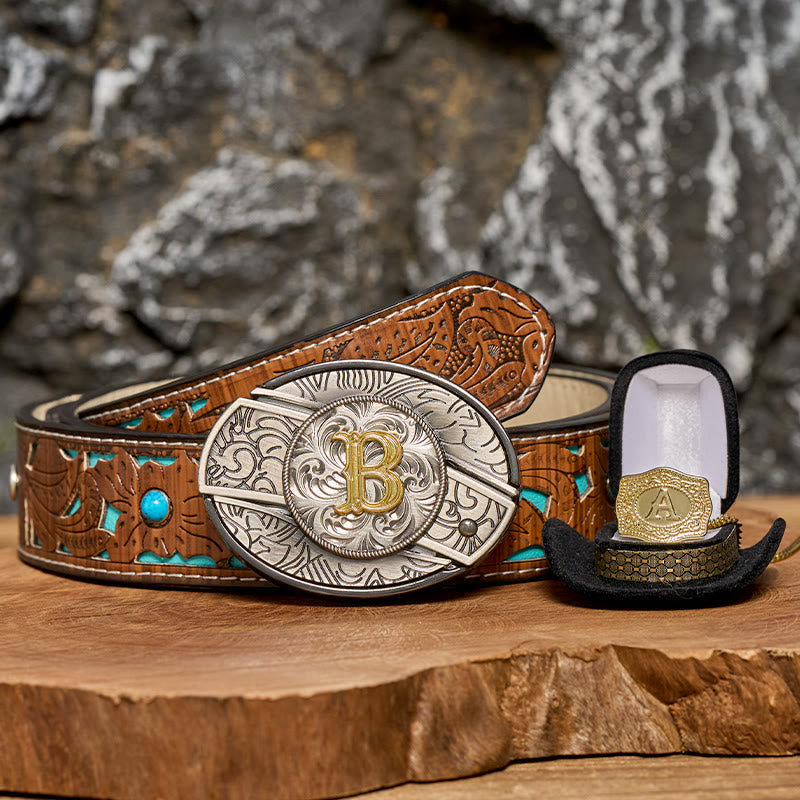 Set di collana in oro con fibbia per cintura con coltello nascosto fai da te e lettera iniziale - image 0