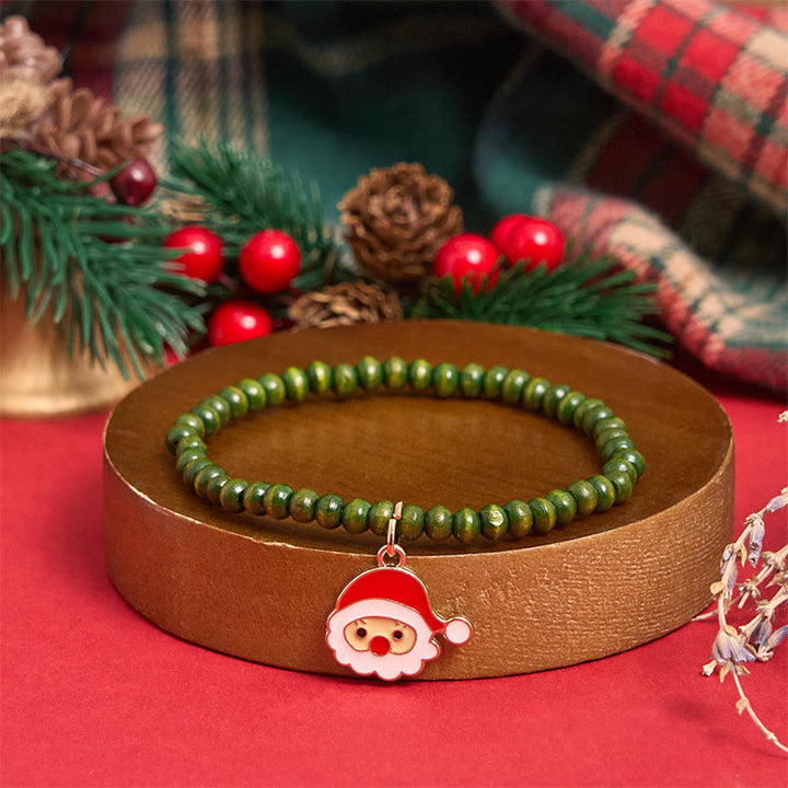 Set di 6 braccialetti con ciondolo di perline natalizie verdi - image 8