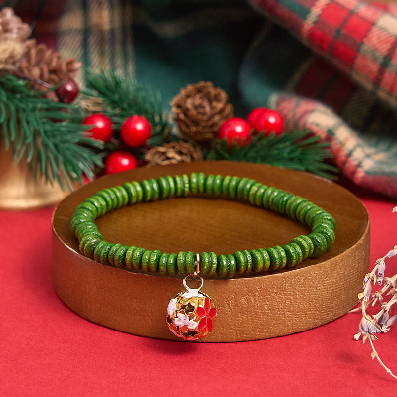 Set di 6 braccialetti con ciondolo di perline natalizie verdi - image 7