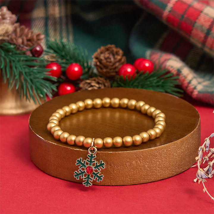 Set di 6 braccialetti con ciondolo di perline natalizie verdi - image 9