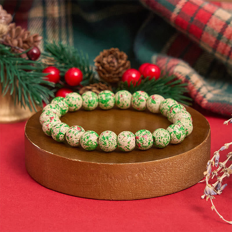 Set di 6 braccialetti con ciondolo di perline natalizie verdi - image 6