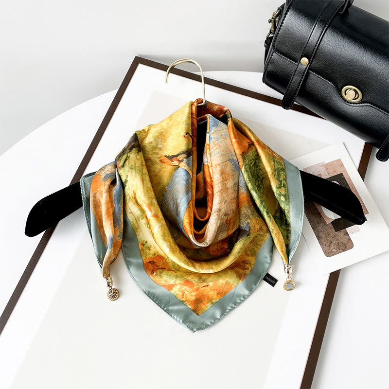 Sciarpa quadrata leggera con stampa artistica retrò elegante da donna - Stile n. 15 - image 14
