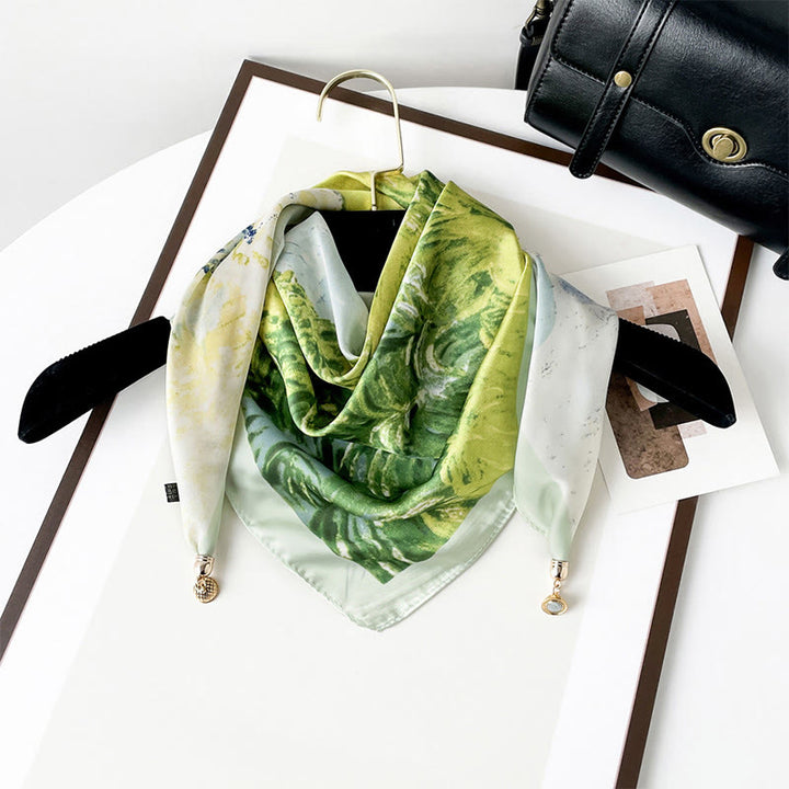 Sciarpa quadrata leggera con stampa artistica retrò elegante da donna - Stile n. 3 - image 2