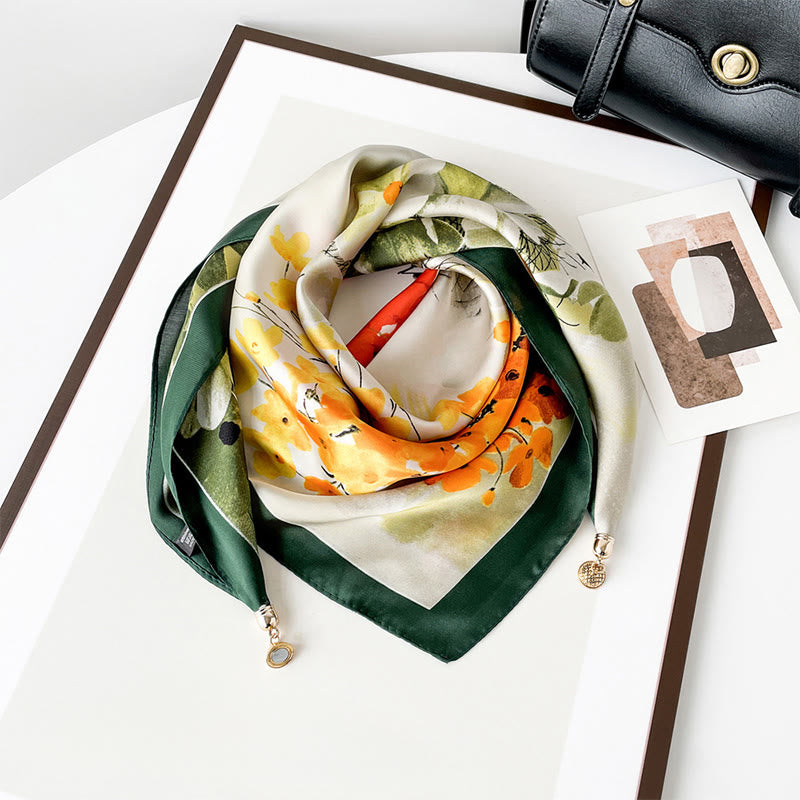 Sciarpa quadrata leggera con stampa artistica retrò elegante da donna - Stile n. 18 - image 17