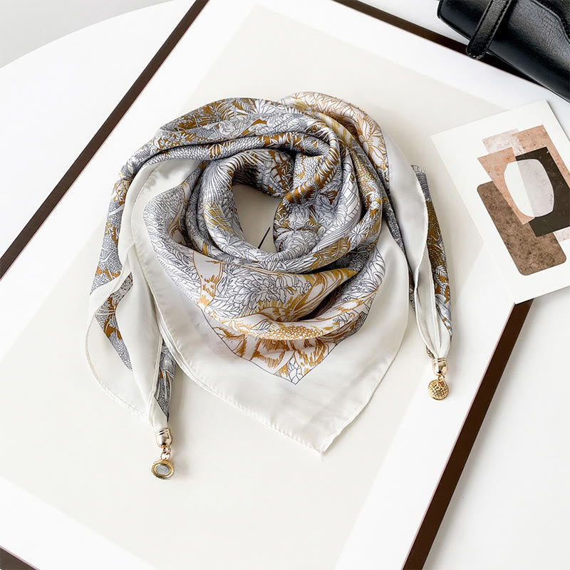 Sciarpa quadrata leggera con stampa artistica retrò elegante da donna - Stile n. 2 - image 1