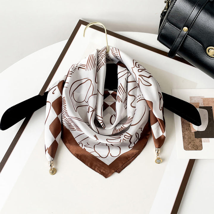 Sciarpa quadrata leggera con stampa artistica retrò elegante da donna - Stile n. 14 - image 13