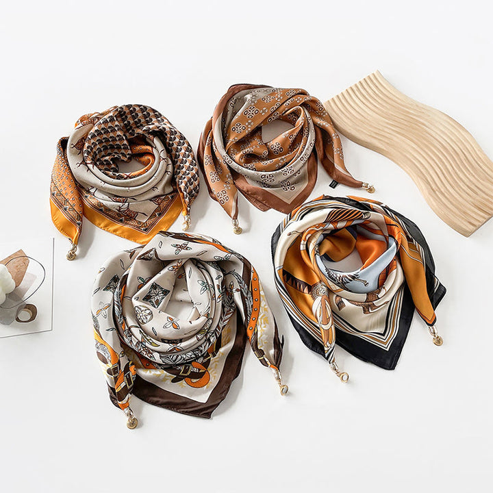 Sciarpa quadrata leggera con stampa artistica retrò elegante da donna - image 20