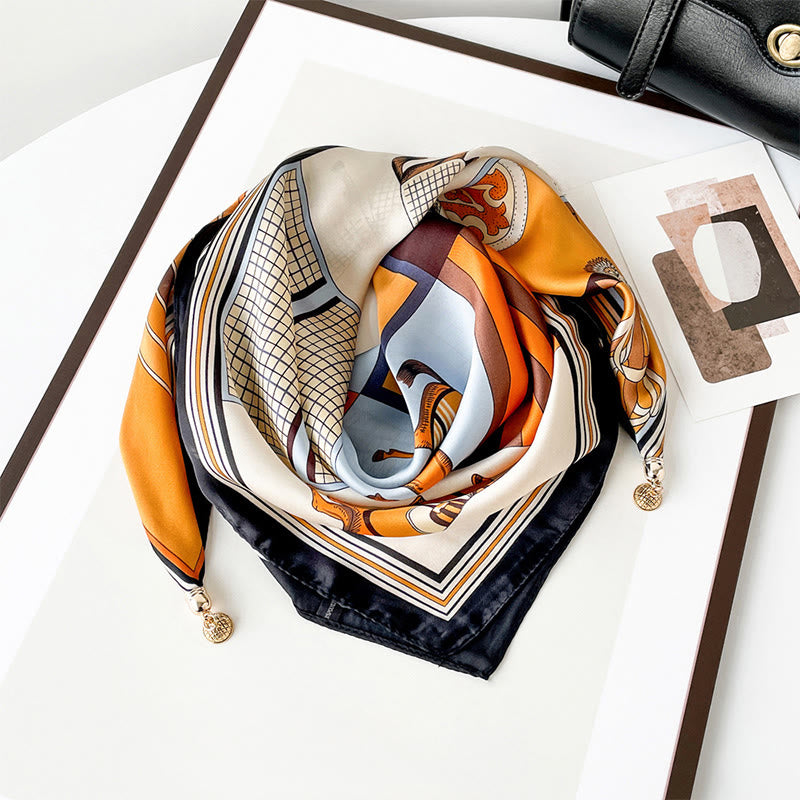 Sciarpa quadrata leggera con stampa artistica retrò elegante da donna - Stile n. 5 - image 4