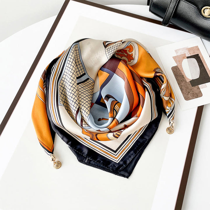 Sciarpa quadrata leggera con stampa artistica retrò elegante da donna - Stile n. 5 - image 4