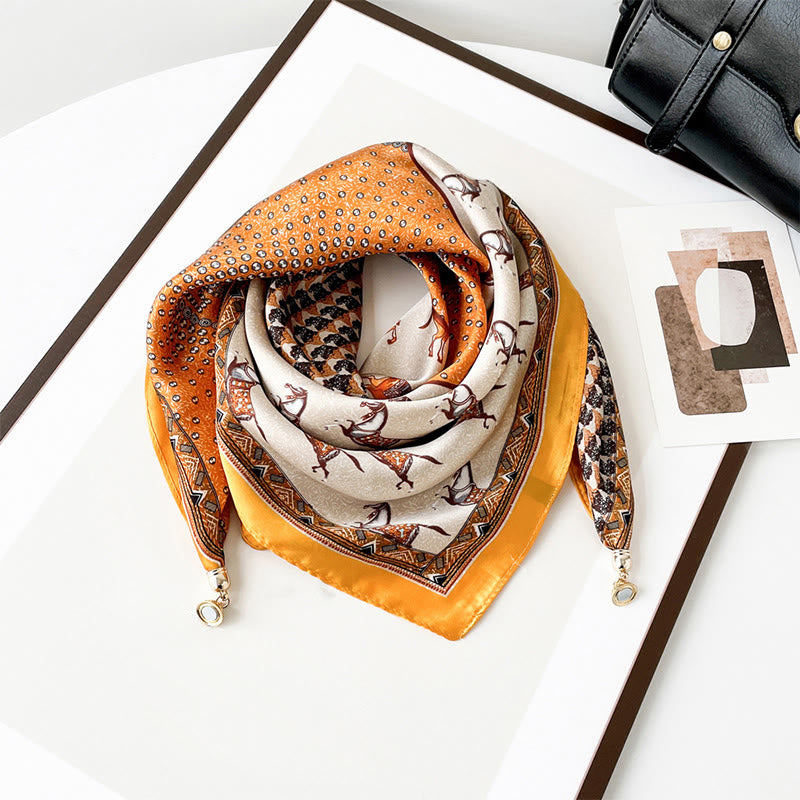 Sciarpa quadrata leggera con stampa artistica retrò elegante da donna - Stile n. 12 - image 11