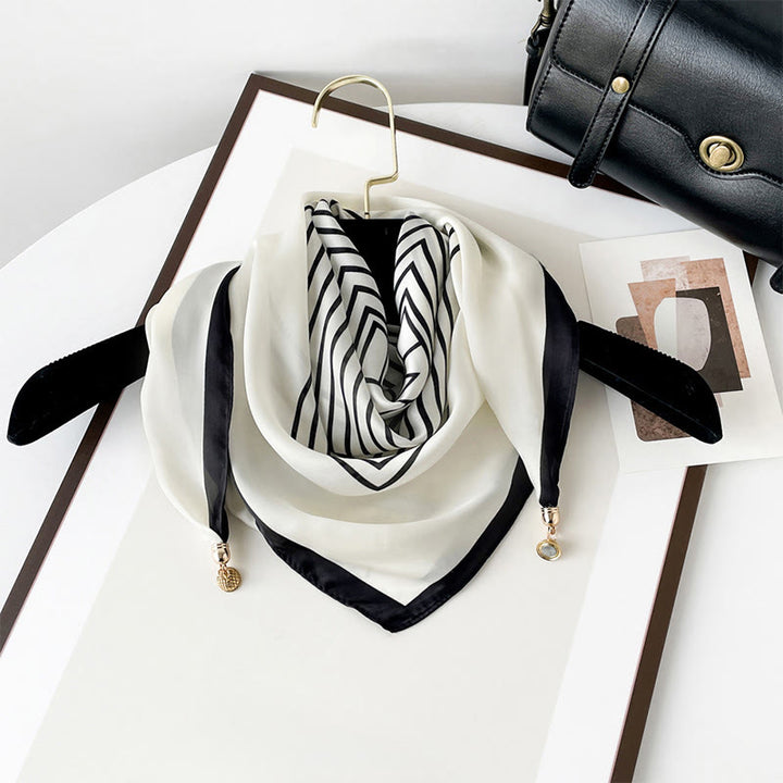 Sciarpa quadrata leggera con stampa artistica retrò elegante da donna - Stile n. 7 - image 6