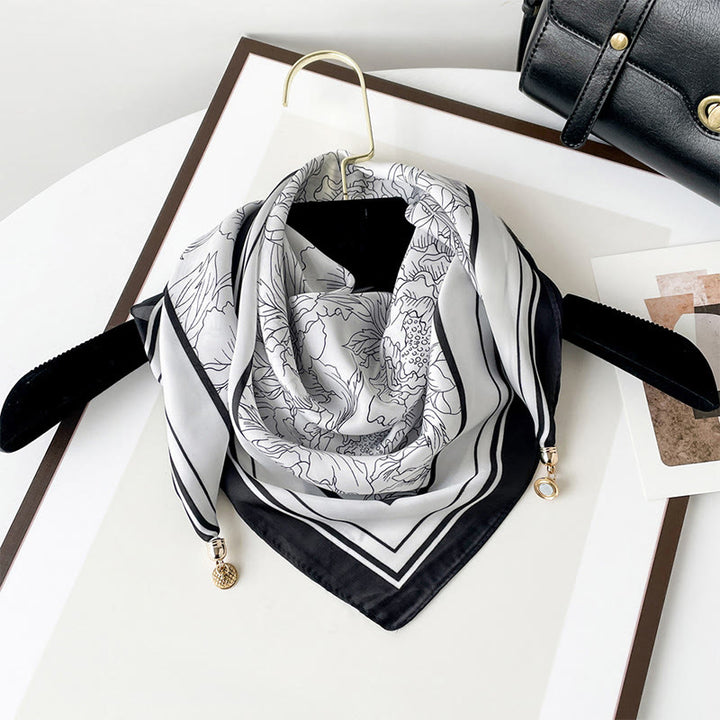 Sciarpa quadrata leggera con stampa artistica retrò elegante da donna - Stile n. 13 - image 12