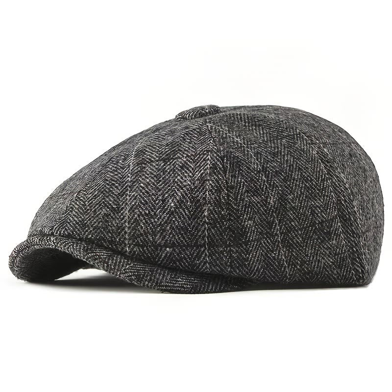 Berretto da uomo elegante con motivo a spina di pesce retrò elegante - Grigio - M (22-22 7/8") - image 1
