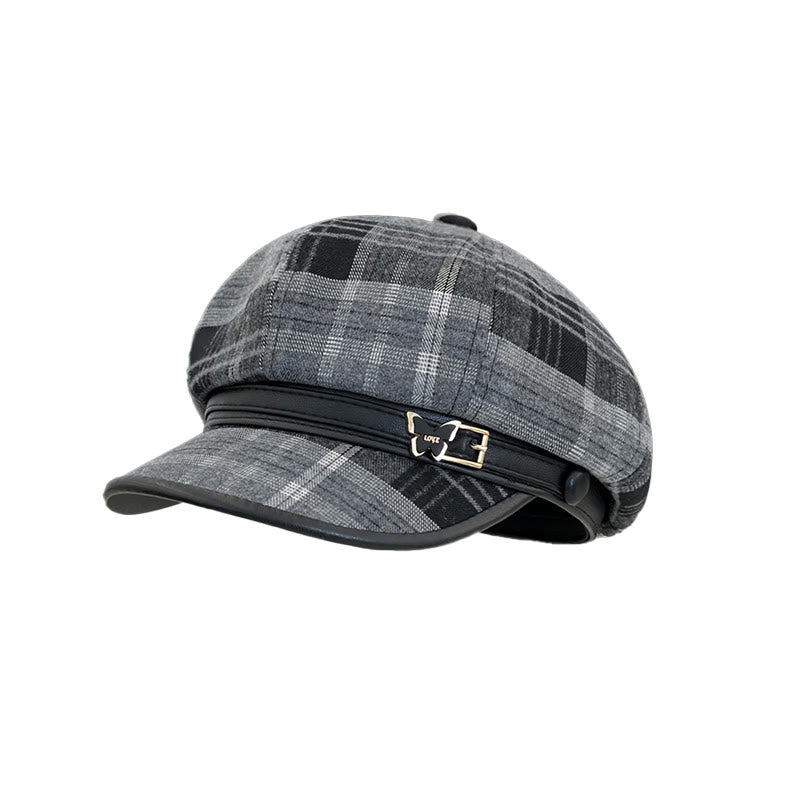 Cappello da donna con basco scozzese retrò squisito - Nero-Grigio - Regolabile (22-22 7/8") - image 3
