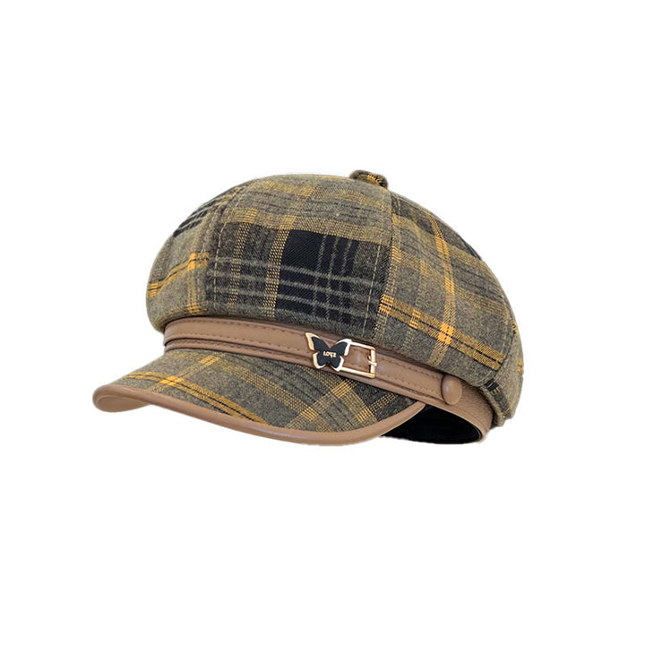 Cappello da donna con basco scozzese retrò squisito - Giallo-Nero - Regolabile (22-22 7/8") - image 5
