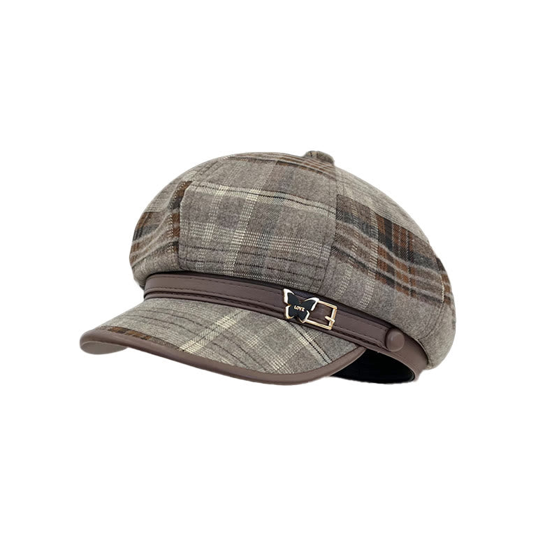 Cappello da donna con basco scozzese retrò squisito - Grigio-Caffè - Regolabile (22-22 7/8") - image 0