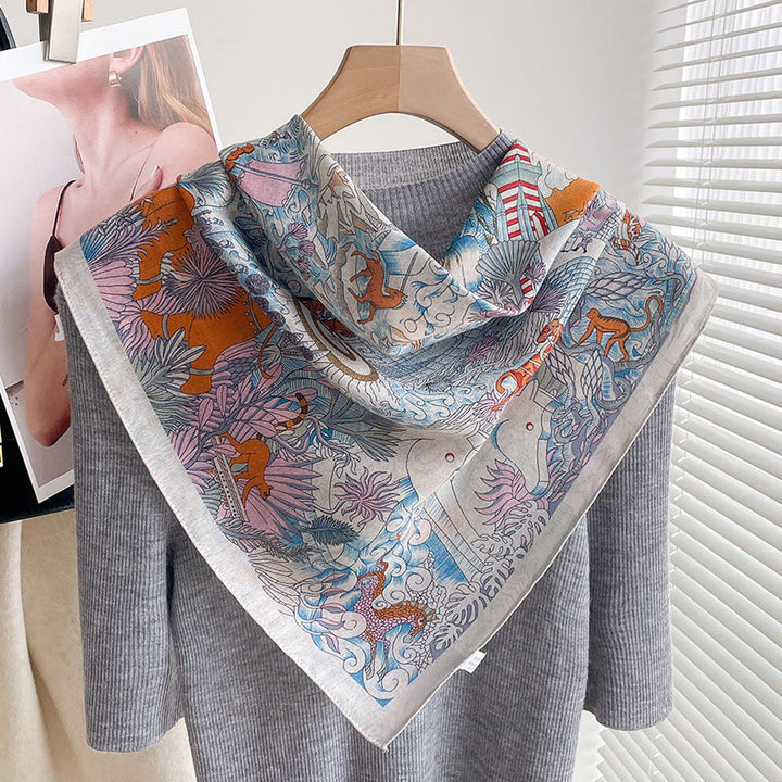 Sciarpa quadrata sottile multi-stile con stampa ricca da donna - Stile n. 16 - image 15
