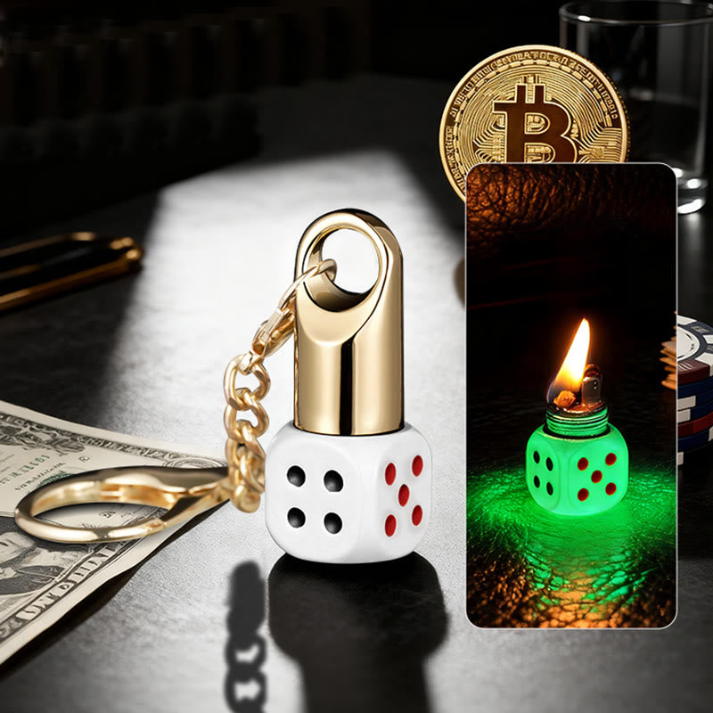 Portachiavi con accendino a cherosene ricaricabile Classic Mini Dice - Oro luminoso - image 12