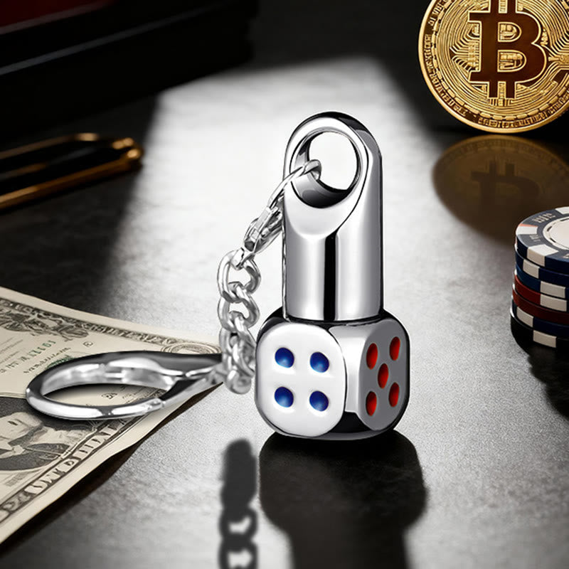 Portachiavi con accendino a cherosene ricaricabile Classic Mini Dice - Argento - image 1