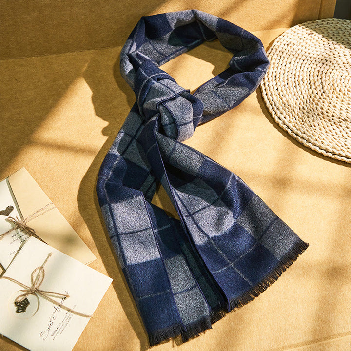 Sciarpa calda con nappe a quadri classici da uomo - image 0