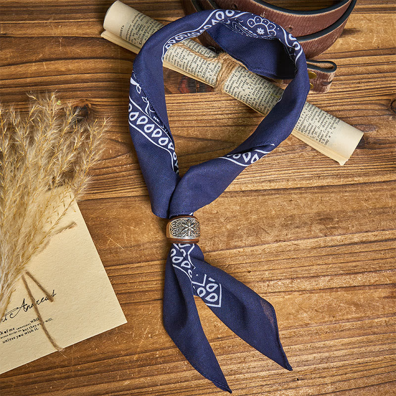 Fazzoletto da taschino stampato con bottone rotondo esagramma e anacardi - image 3