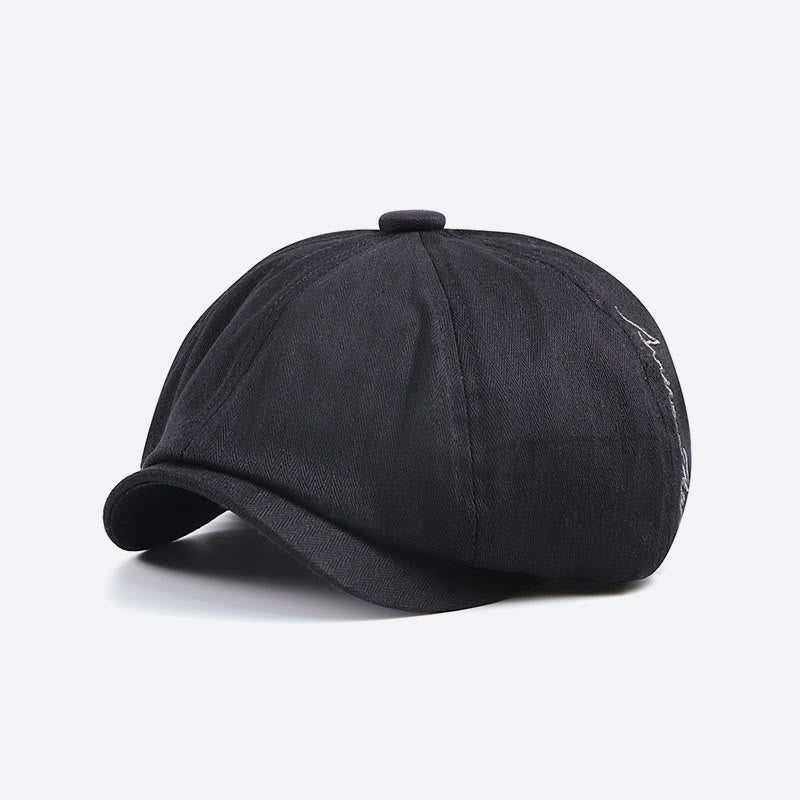 Cappello berretto da strillone da uomo con dettagli ricamati retrò eleganti - Nero - Regolabile (22-23 5/8") - image 1
