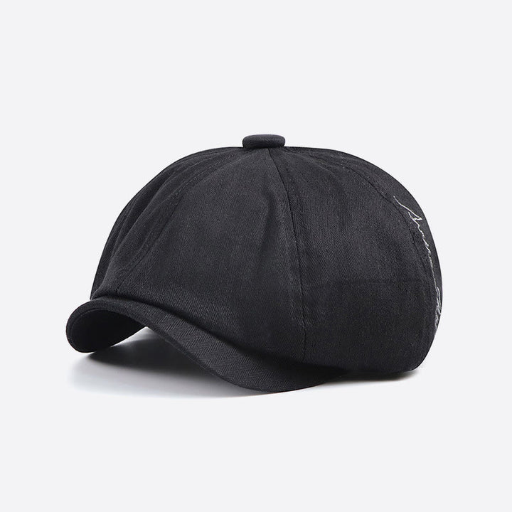 Cappello berretto da strillone da uomo con dettagli ricamati retrò eleganti - Nero - Regolabile (22-23 5/8") - image 1