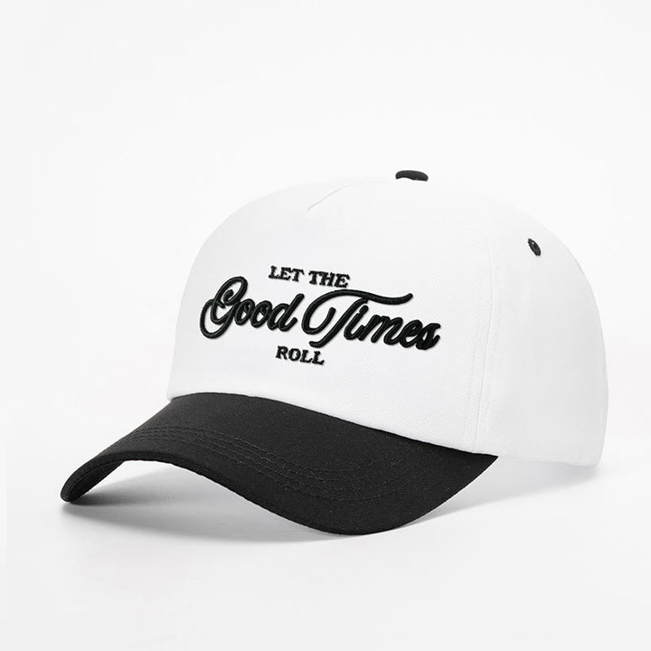 Cappellino da baseball bicolore ricamato Let the Good Times Roll - bianco con nero - M (22-22 7/8") - image 1