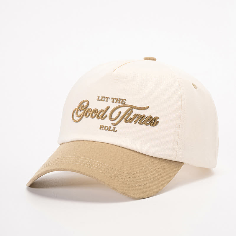 Cappellino da baseball bicolore ricamato Let the Good Times Roll - Bianco sporco con cachi scuro - M (22-22 7/8") - image 0