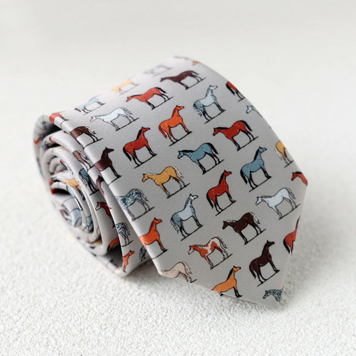 Cravatta verde da uomo personalizzata con stampa di cavalli - Stile n. 12 - image 14