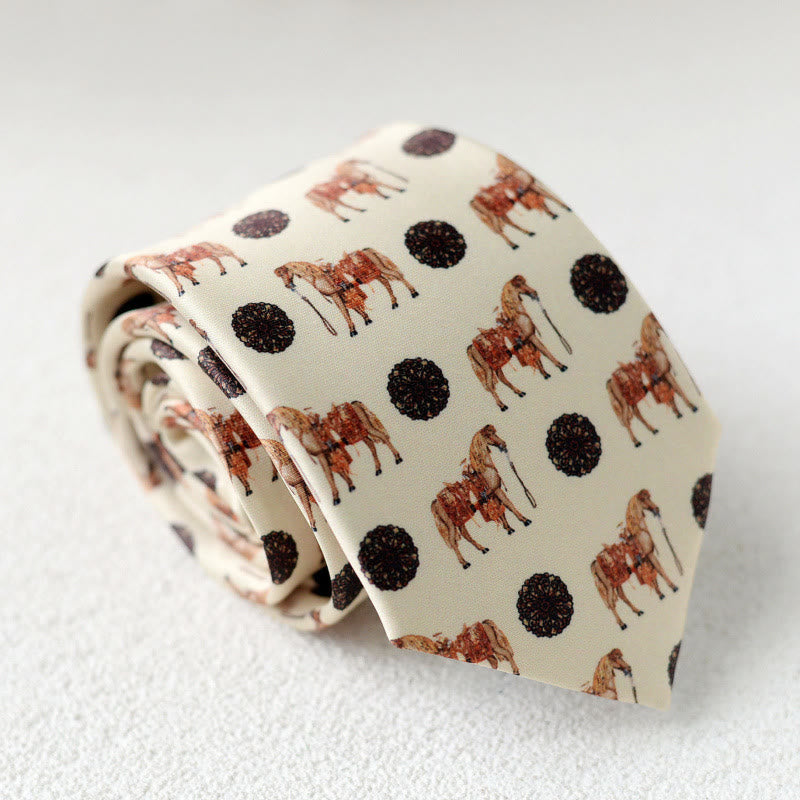 Cravatta verde da uomo personalizzata con stampa di cavalli - Stile n. 9 - image 11