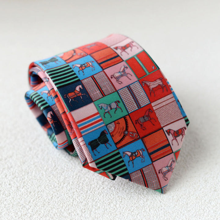 Cravatta verde da uomo personalizzata con stampa di cavalli - Stile n. 8 - image 10
