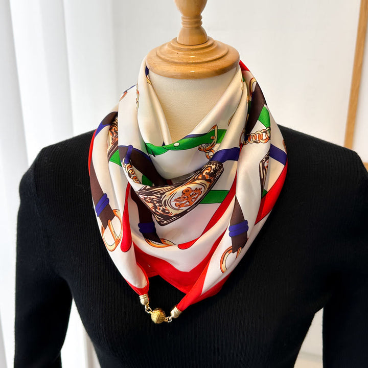 Cravatta magnetica quadrata elegante con stampa retrò da donna - Stile n. 13 - image 15