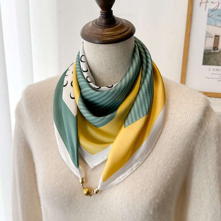 Cravatta magnetica quadrata elegante con stampa retrò da donna - Stile n. 19 - image 21