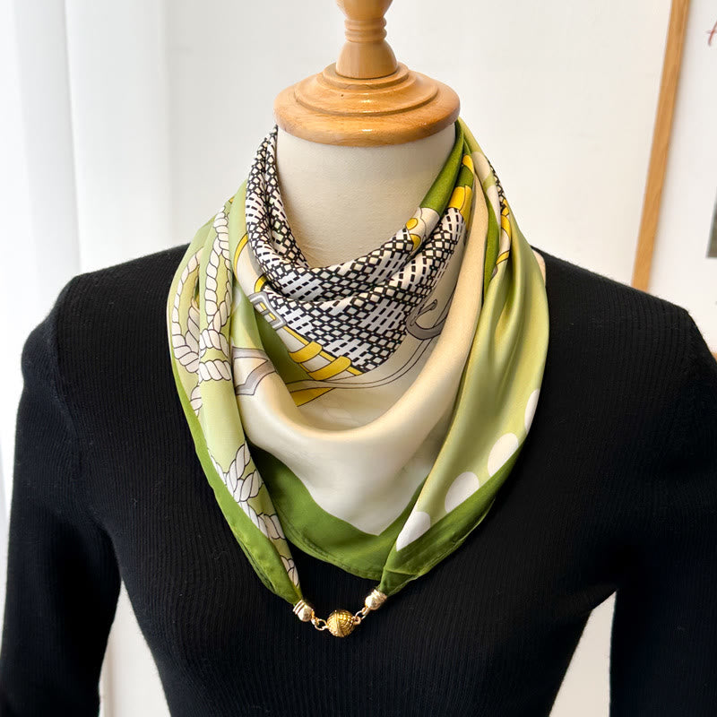 Cravatta magnetica quadrata elegante con stampa retrò da donna - Stile n. 16 - image 18