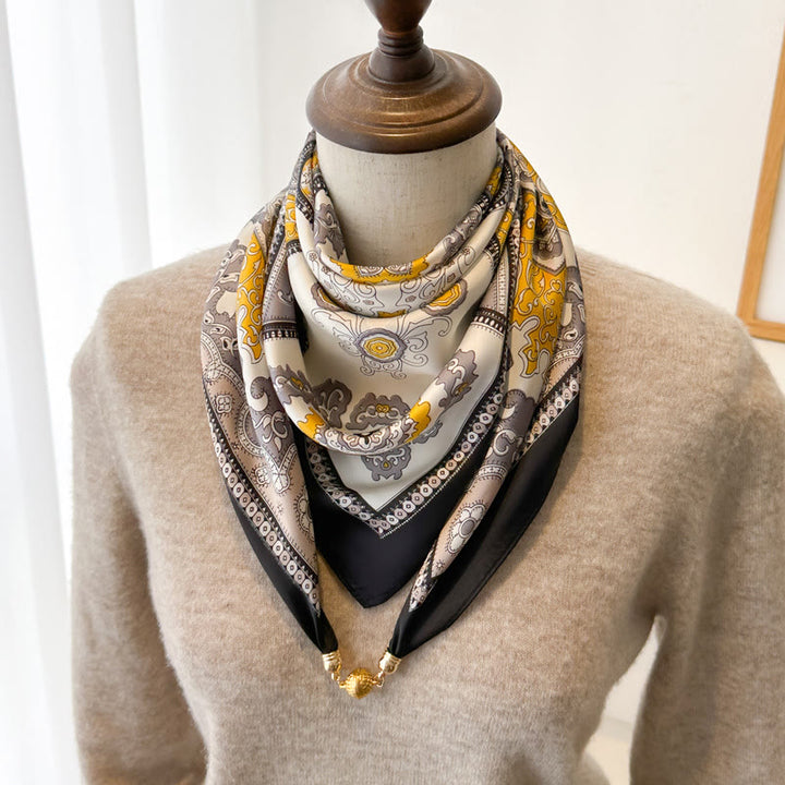 Cravatta magnetica quadrata elegante con stampa retrò da donna - Stile n. 8 - image 10