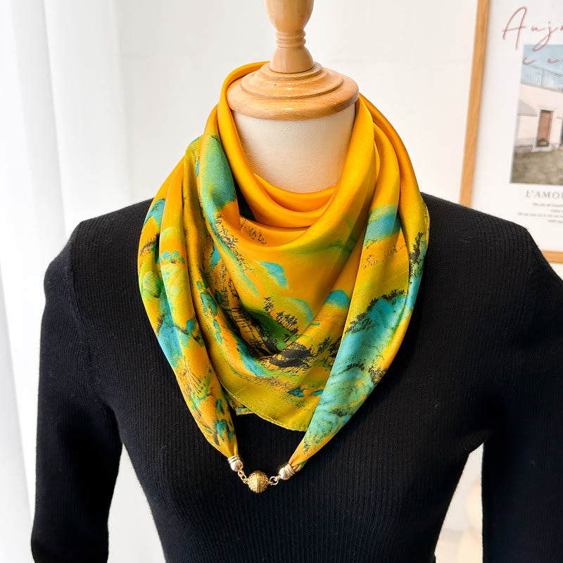 Cravatta magnetica quadrata elegante con stampa retrò da donna - Stile n. 15 - image 17