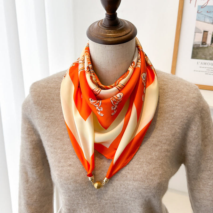 Cravatta magnetica quadrata elegante con stampa retrò da donna - Stile n. 10 - image 12