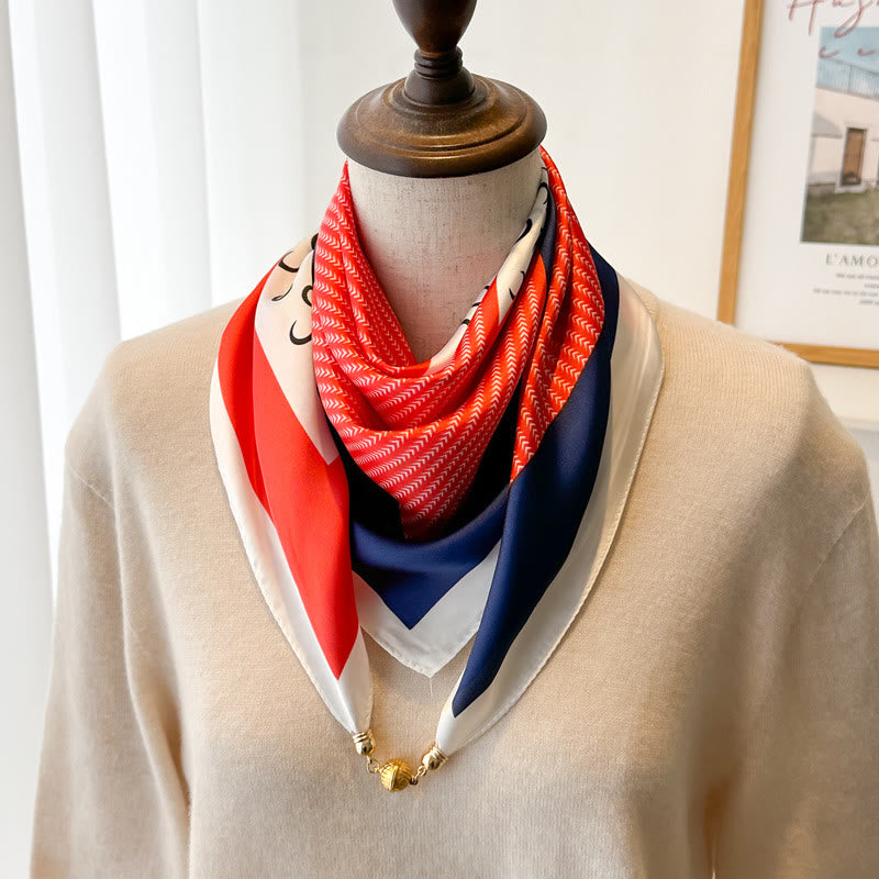 Cravatta magnetica quadrata elegante con stampa retrò da donna - Stile n. 20 - image 22