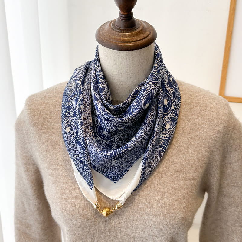 Cravatta magnetica quadrata elegante con stampa retrò da donna - Stile n. 9 - image 11