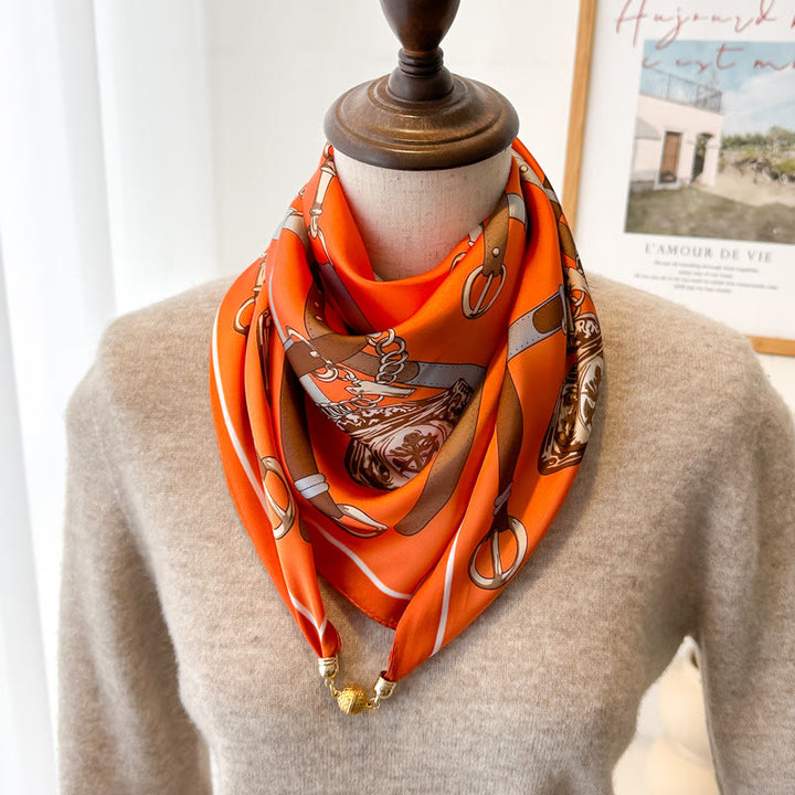 Cravatta magnetica quadrata elegante con stampa retrò da donna - Stile n. 14 - image 16