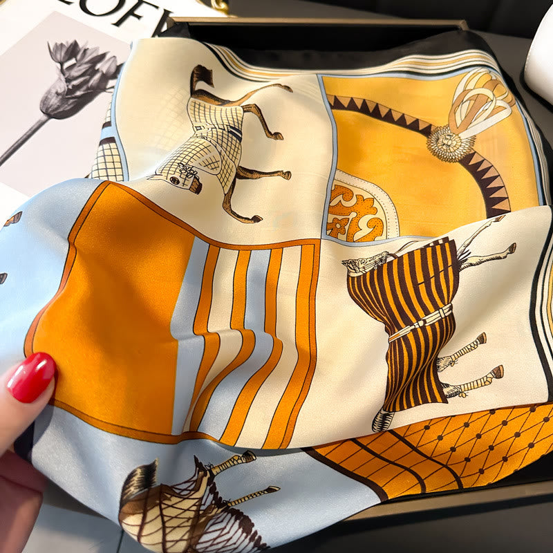 Cravatta magnetica quadrata elegante con stampa retrò da donna - image 3