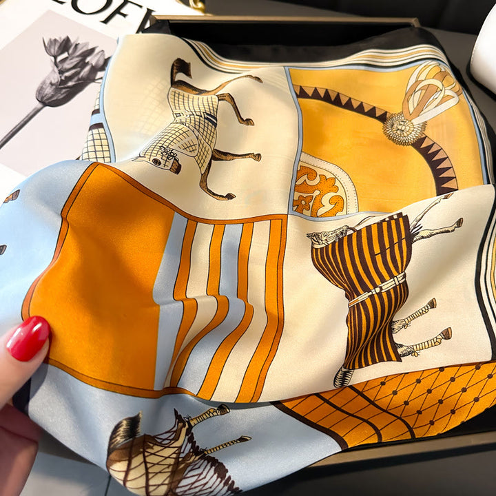 Cravatta magnetica quadrata elegante con stampa retrò da donna - image 3