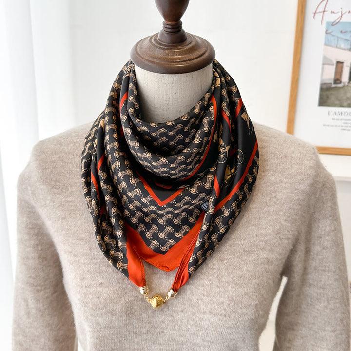 Cravatta magnetica quadrata elegante con stampa retrò da donna - Stile n. 5 - image 7