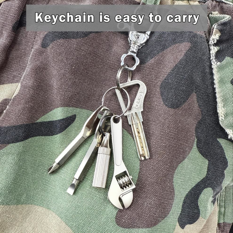 Portachiavi con mini utensile tascabile 4 in 1, coltello, chiave inglese, cacciavite - image 2