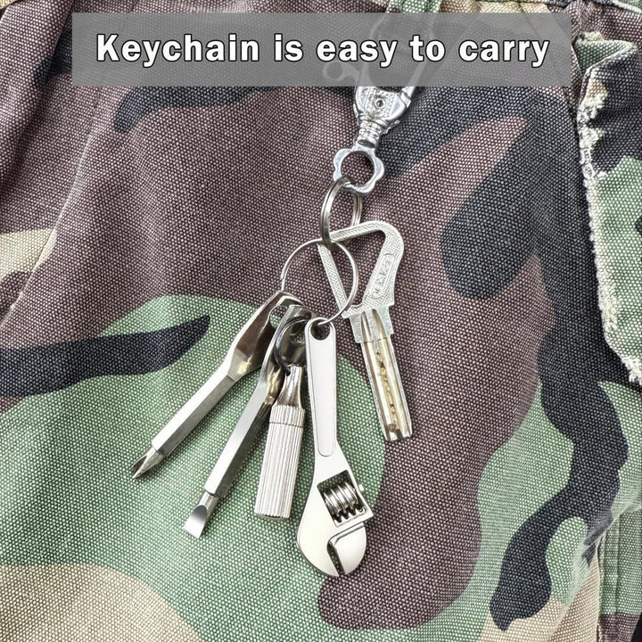 Portachiavi con mini utensile tascabile 4 in 1, coltello, chiave inglese, cacciavite - image 2