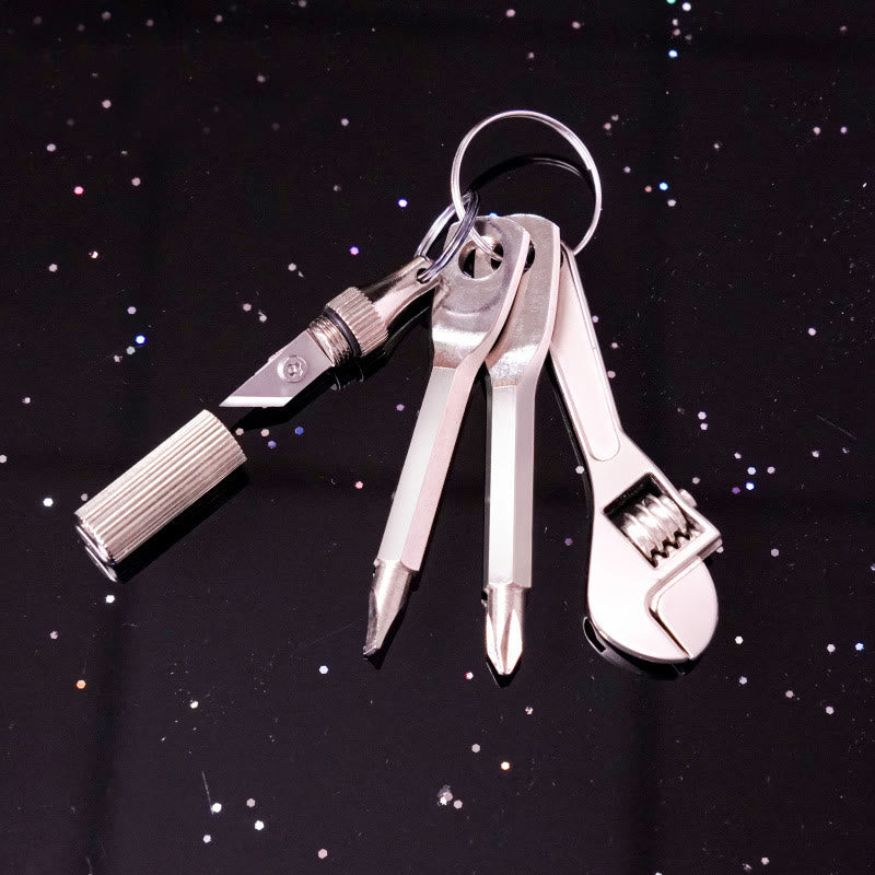 Portachiavi con mini utensile tascabile 4 in 1, coltello, chiave inglese, cacciavite - 4 pezzi - image 0