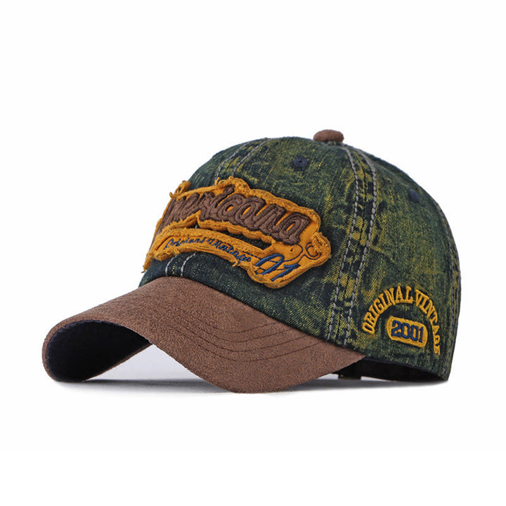 Cappellino da baseball vintage in denim e pelle scamosciata con patchwork - Verde scuro - M (22''-22 7/8") - image 2